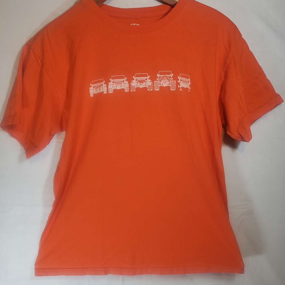 Jeep brand shirt. 5 jeeps on the front. From drivable to needing repairs, unique